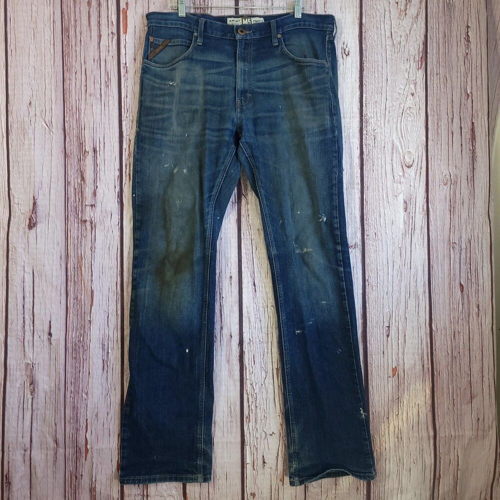 Ariat Legacy M5 Straight Fit 36x36 Mens Blue Jeans Work Western Cotton